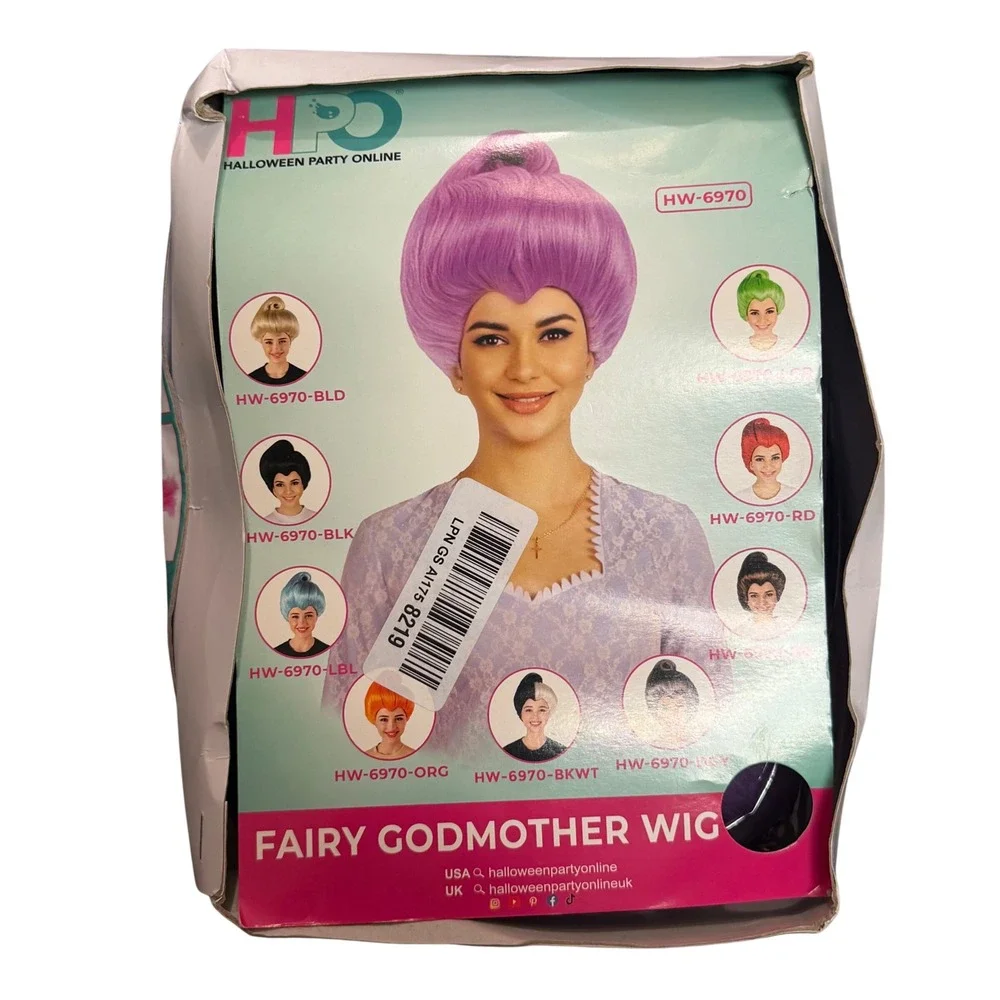 NWT HPO Fairy Godmother Wig Purple Updo Halloween Cosplay Costume